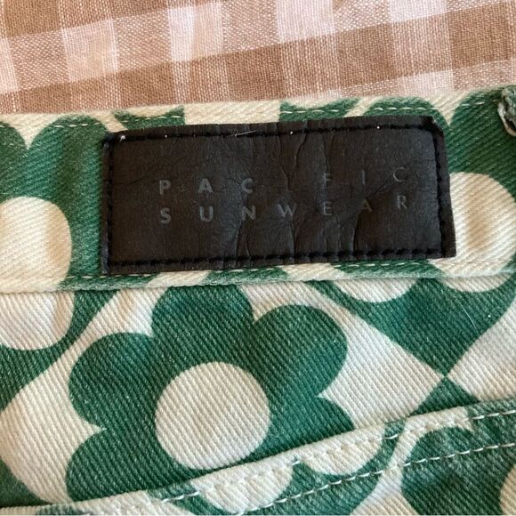 PacSun Eco Flower Green/White Checkerboard High Rise Straight Jeans Size 26 - Picture 5 of 5